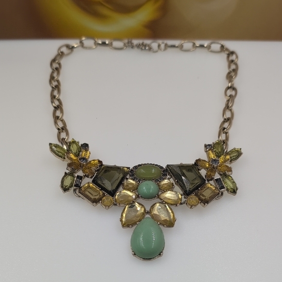 J. Crew Green and Yellow Necklace with Vintage-Inspired Design - Picture 1 of 5